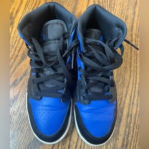 Youth Blue and Black High-Top Sneakers